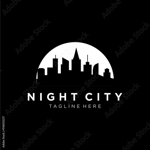 Wallpaper Mural City skyline night concept on full moon logo design inspiration Torontodigital.ca