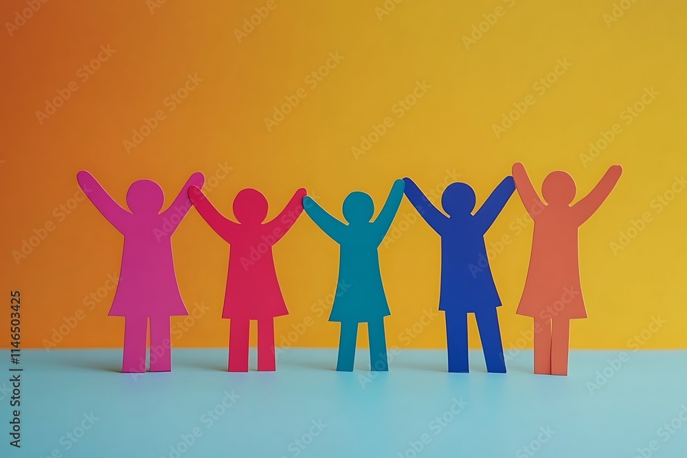 Cheerful Diverse Girls Collaboration Illustration Cheerful Diverse Girls Collaboration Illustration