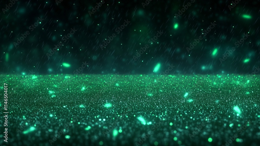 Obraz premium Emerald Glitter Rain A Sparkling Night Scene