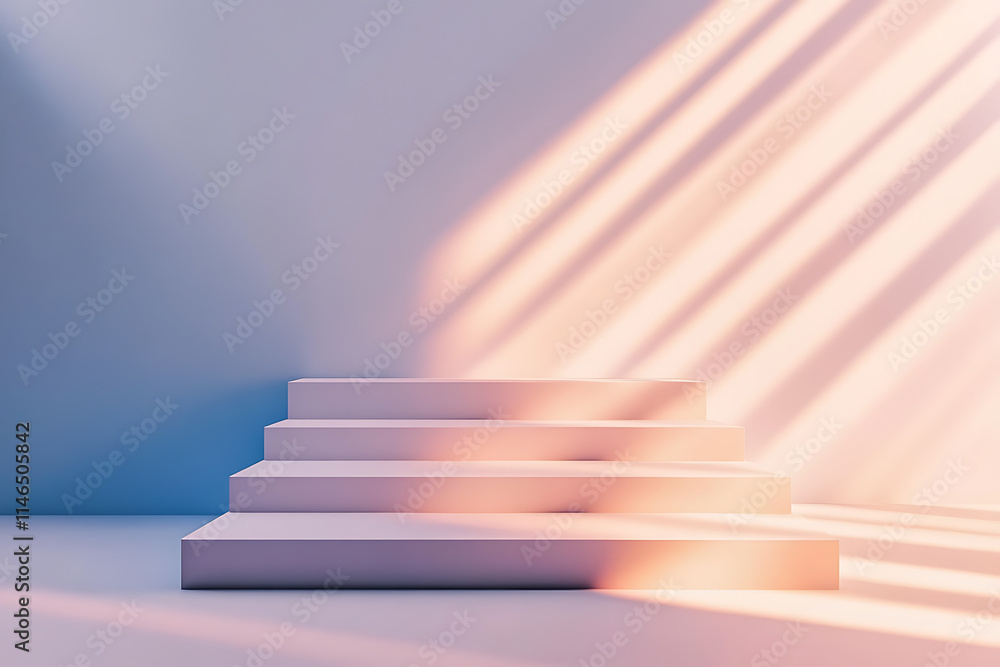Obraz premium Pastel Steps Display Platform - Modern Minimalist Design