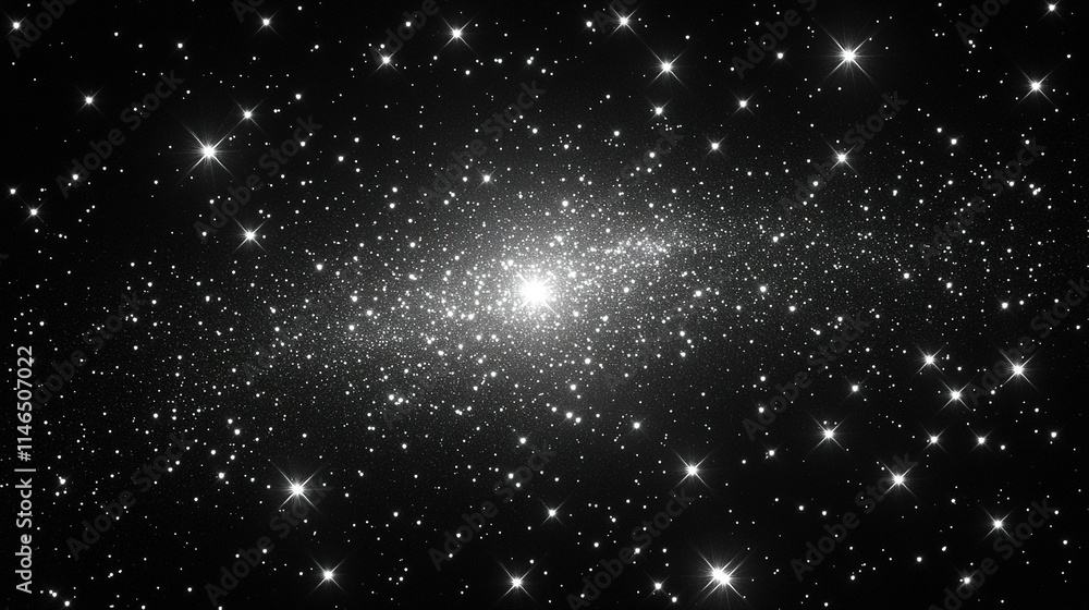 Stunning monochrome image of a galaxy filled with countless stars, cosmic dust, and bright celestial bodies. Stunning monochrome image of a galaxy filled with countless stars, cosmic dust, and bright celestial bodies.