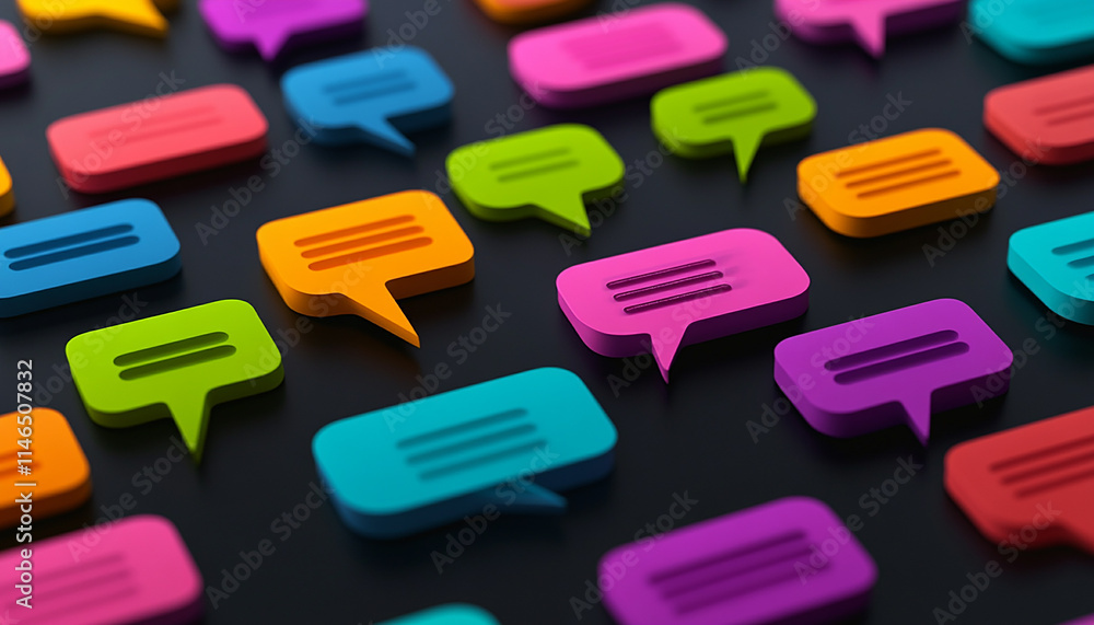 Colorful speech bubbles on dark background generated.AI Colorful speech bubbles on dark background generated.AI