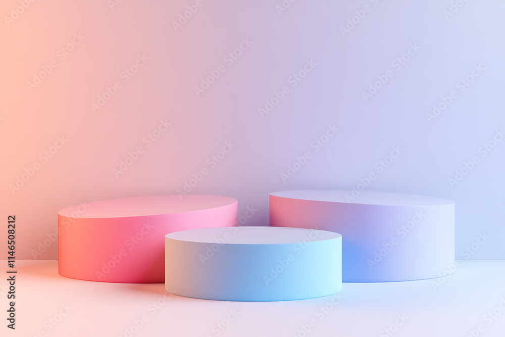 Pastel Color 3D Display Podiums Pastel Color 3D Display Podiums