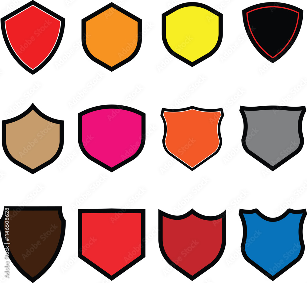 Shield icon. Heraldic shield set.Protect shapes silhouette. Vector illustration. Shield icon. Heraldic shield set.Protect shapes silhouette. Vector illustration.