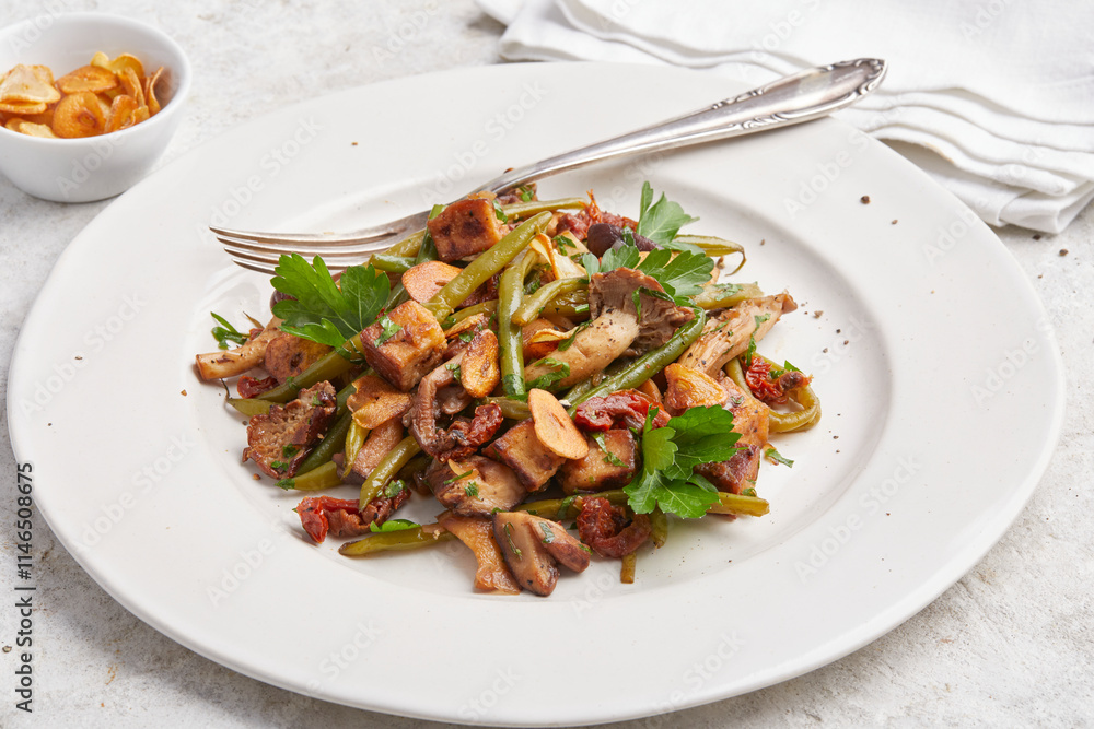 French Beans with Smoked Tofu and Almonds French Beans with Smoked Tofu and Almonds