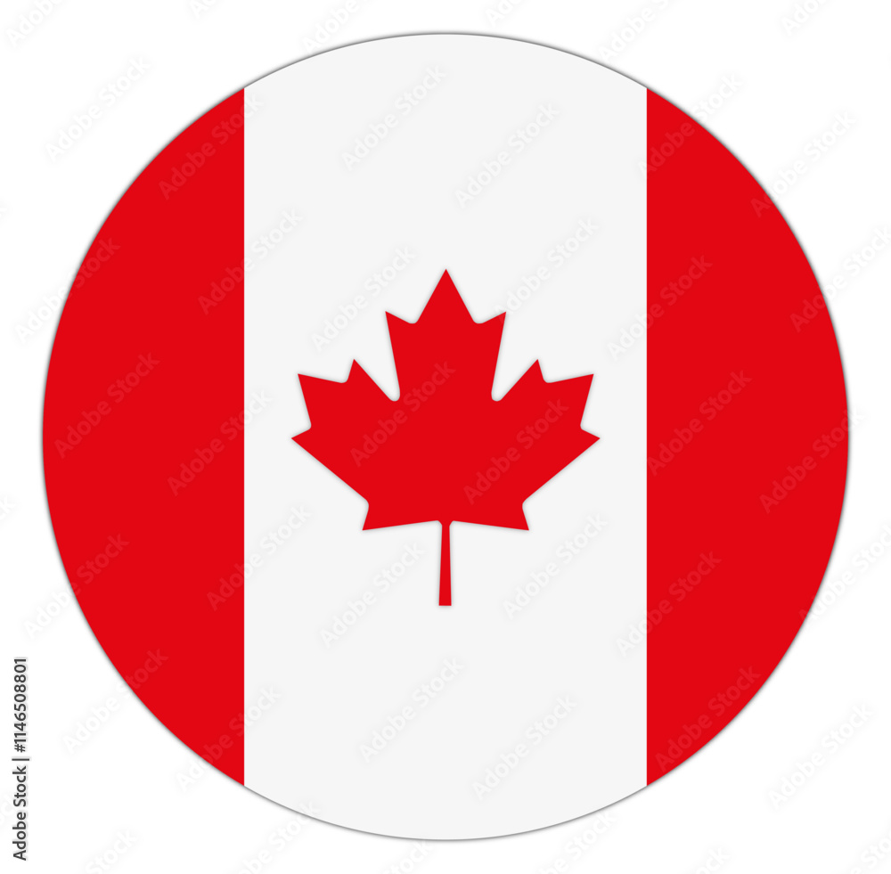 Flagge, Kanada, Nationalzeichen, rund, (Maple Leaf Flag) Flagge, Kanada, Nationalzeichen, rund, (Maple Leaf Flag)