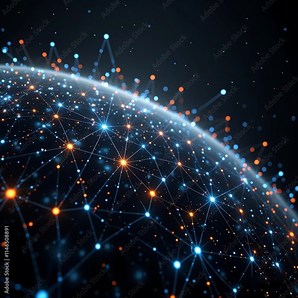 Fototapeta premium global network earth from space digital connections interconnected web futuristic technology, dark background