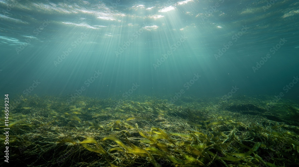 Underwater Sunlight Illuminates Seaweed Forest Floor Underwater Sunlight Illuminates Seaweed Forest Floor