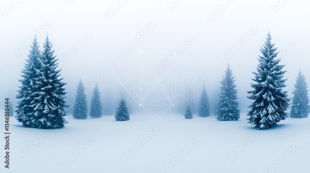 Fototapeta premium Enchanting Winter Forest Scene with Geometric Overlay