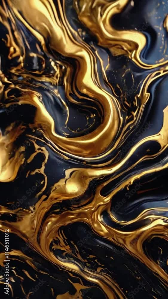Liquid black marble with gold textures. Luxury pattern, golden, fluid illustration. Abstract melted, golden, texture. 3D illustration, 4k High-Quality Wallpaper Background Animation Video Liquid black marble with gold textures. Luxury pattern, golden, fluid illustration. Abstract melted, golden, texture. 3D illustration, 4k High-Quality Wallpaper Background Animation Video