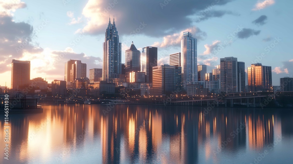 Fototapeta premium Nashville Skyline 16K Resolution Ultra Photorealistic