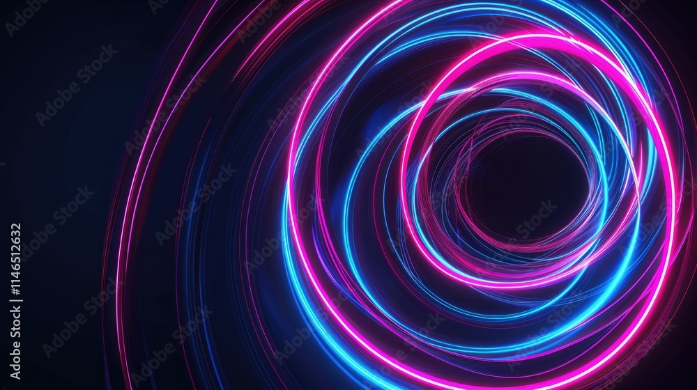 Abstract swirling neon light trails in a dark background Abstract swirling neon light trails in a dark background