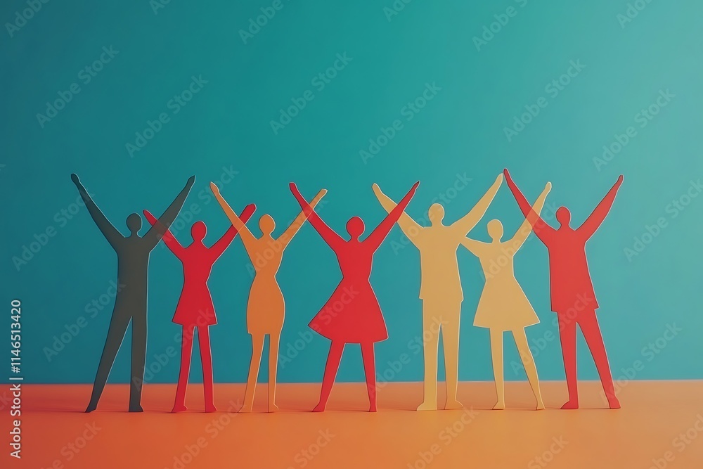 Colorful Group Celebrating Success Together Colorful Group Celebrating Success Together