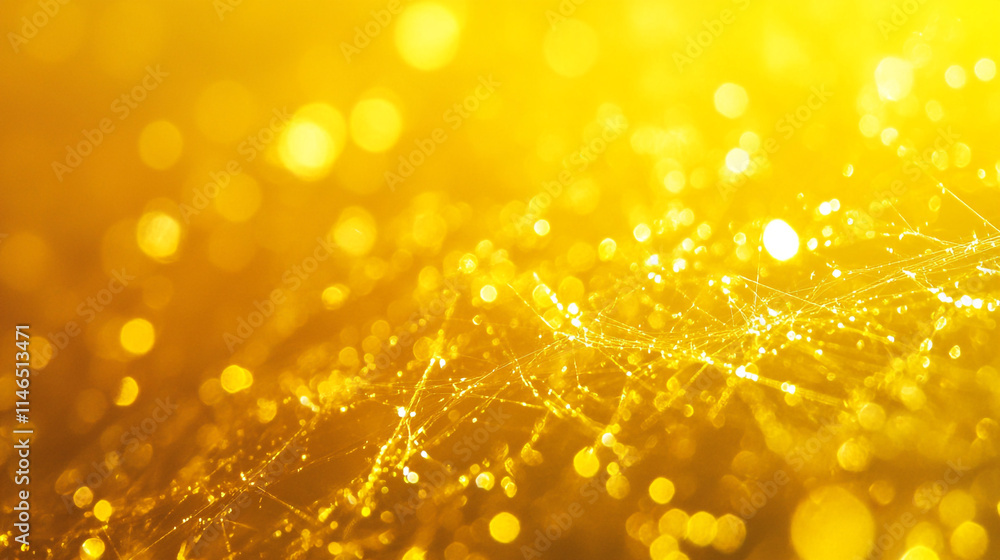 Golden light sparkles create a shimmering effect on a delicate surface. Golden light sparkles create a shimmering effect on a delicate surface.