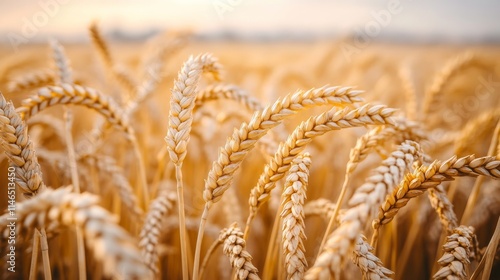 Golden Wheat Stalks in a Summer Field photo