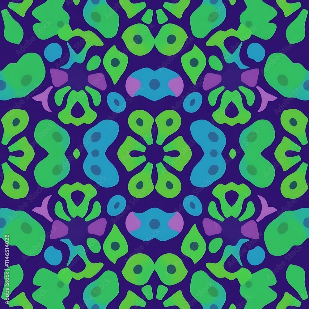 Abstract Geometric Pattern: A captivating blend of vibrant green, blue, and purple hues creates a mesmerizing kaleidoscopic effect. Abstract Geometric Pattern: A captivating blend of vibrant green, blue, and purple hues creates a mesmerizing kaleidoscopic effect.
