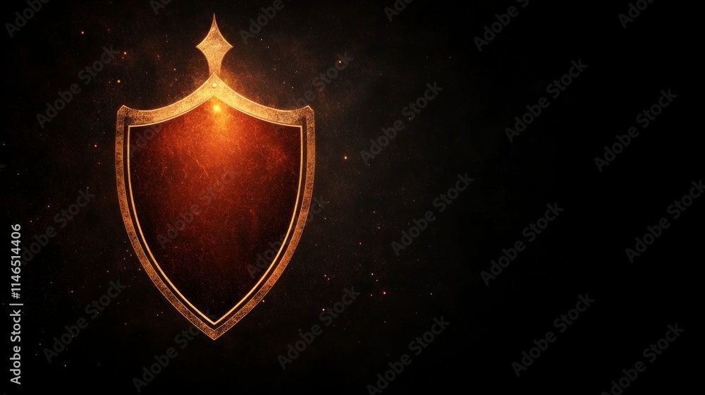 Fototapeta premium Fiery Golden Shield of Protection and Security