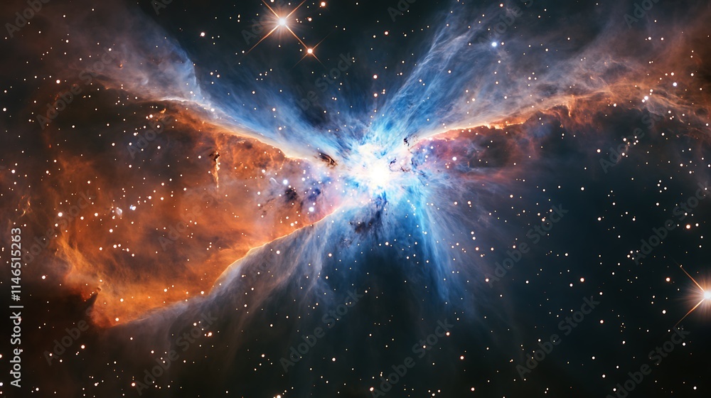 Expansive colorful nebula glowing vibrantly with starlight scattered across the cosmic sky Expansive colorful nebula glowing vibrantly with starlight scattered across the cosmic sky