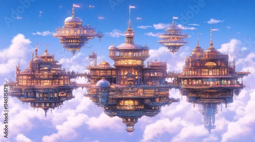 Floating Cities in a Dreamlike Sky Realm photo