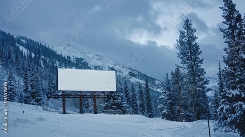 Wallpaper Mural Captivating Winter Landscape with Empty Billboard in Snowy Terrain Torontodigital.ca