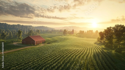 Rural Landscape with Green Fields 16K Resolution