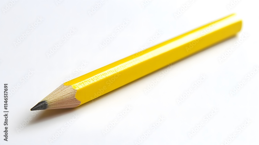 Sketching ideas with a yellow pencil on white background creative tools minimalist environment close-up perspective Sketching ideas with a yellow pencil on white background creative tools minimalist environment close-up perspective