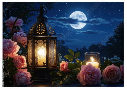 artwork that evokes the magic and tranquility of a moonlit night featuring RAMADAN 1 photo