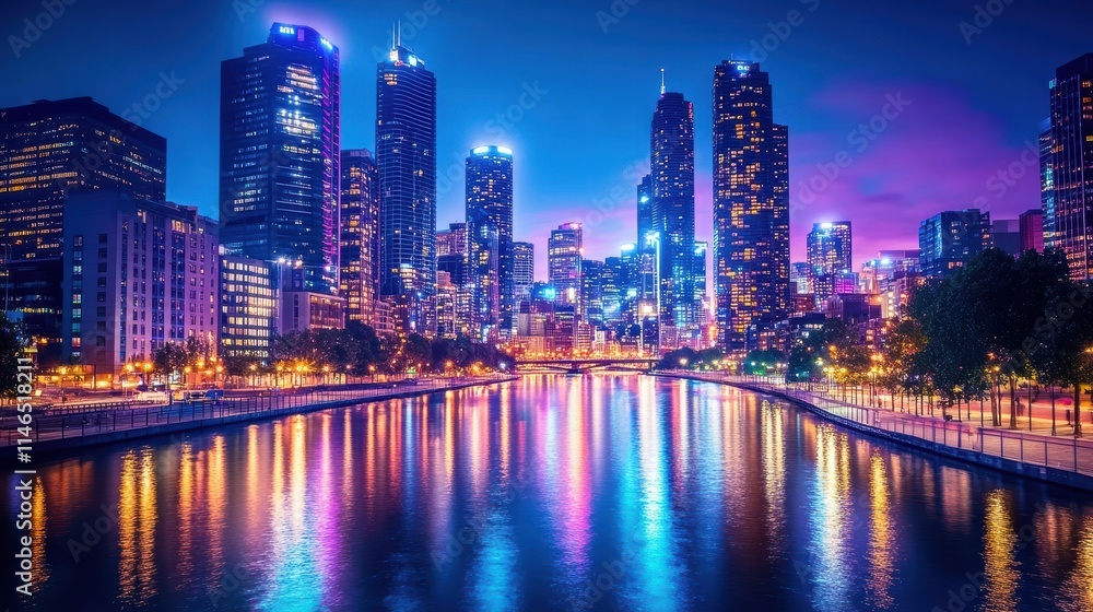 Fototapeta premium melbourne cityscape at night