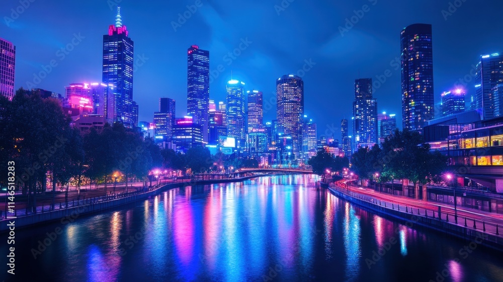 Fototapeta premium melbourne cityscape at night