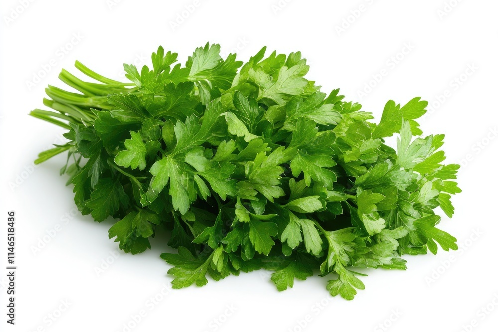 A bunch of fresh parsley leaves with vibrant green color, isolated on white A bunch of fresh parsley leaves with vibrant green color, isolated on white