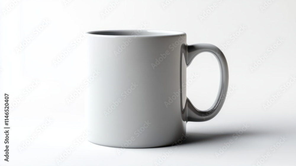 A short, wide ceramic coffee mug in a matte gray finish, blending modern and minimalist aesthetics, on a clean white background A short, wide ceramic coffee mug in a matte gray finish, blending modern and minimalist aesthetics, on a clean white background