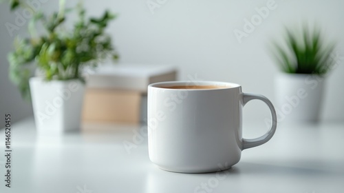 Wallpaper Mural A short, wide ceramic coffee mug in a matte gray finish, blending modern and minimalist aesthetics, on a clean white background Torontodigital.ca