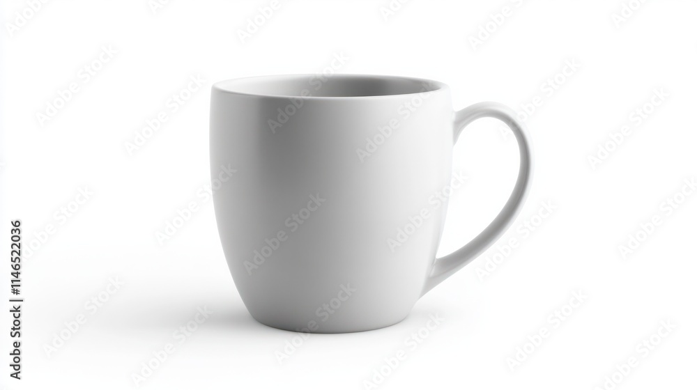 A tapered ceramic coffee mug in a solid gray finish, featuring a minimalist design and small handle, isolated on white A tapered ceramic coffee mug in a solid gray finish, featuring a minimalist design and small handle, isolated on white