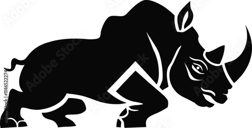 Rhino Silhouette icon design Minimal style hand drawn