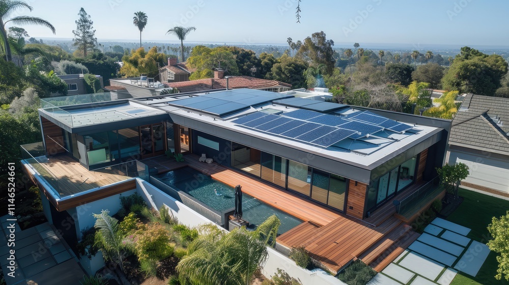 Contemporary Eco-Friendly Home with Solar Panels and Pool Contemporary Eco-Friendly Home with Solar Panels and Pool