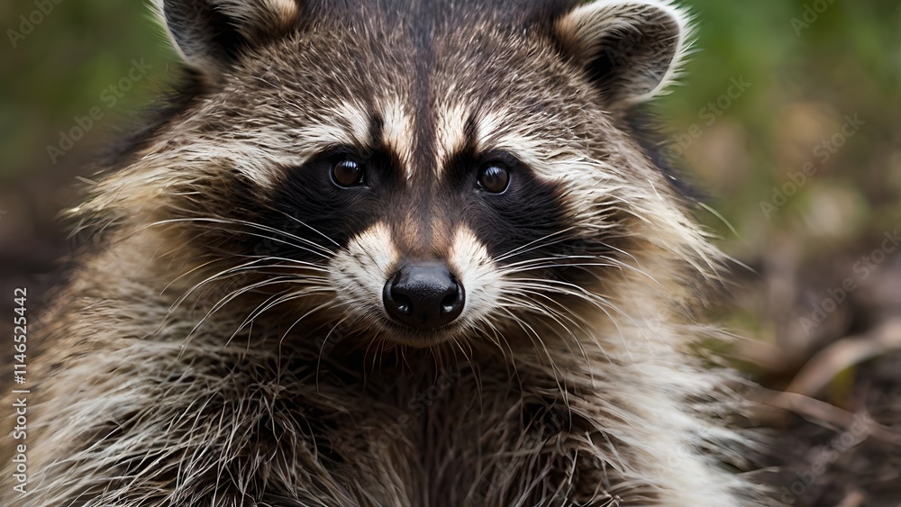 Close Up Portrait of a Raccoon in Natural Habitat Close Up Portrait of a Raccoon in Natural Habitat