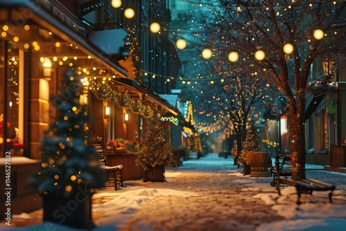 Wallpaper Mural Winter Wonderland: Festive Christmas Market Scene with Charming Lights and Decorations Torontodigital.ca