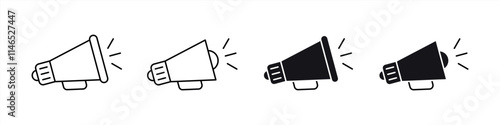 megaphone icon set. containing announcement, advertising, loudspeaker icon symbol sign. vector illustration