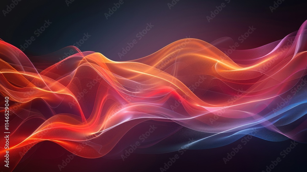 Naklejka premium Abstract, vibrant waves with a tech background