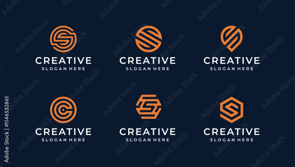 S monoline logo illustration vector graphic bundle design S monoline logo illustration vector graphic bundle design