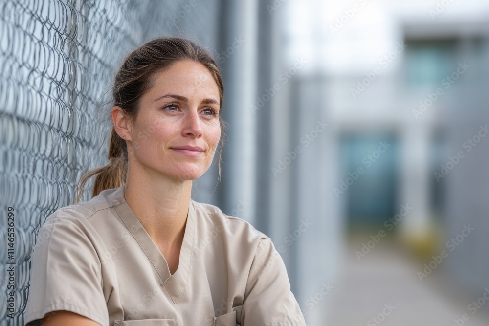 The image portrays a smiling woman dressed in casual attire, enjoying an outdoor area, conveying a sense of joy, freedom, and personal expression in her surroundings. The image portrays a smiling woman dressed in casual attire, enjoying an outdoor area, conveying a sense of joy, freedom, and personal expression in her surroundings.