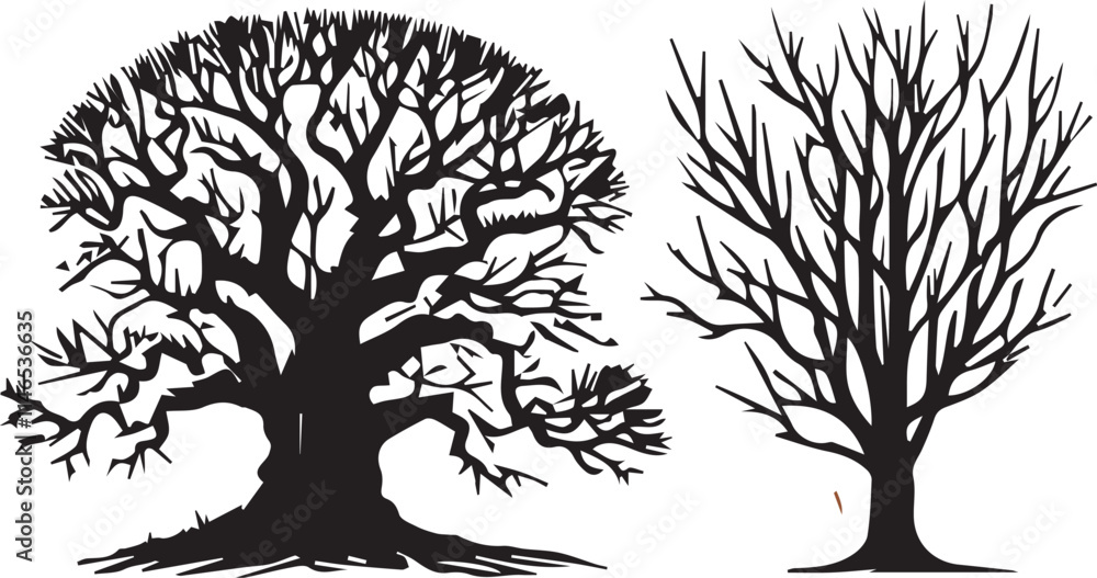 Obraz premium Detail and Natural Tree Silhouette Illustration