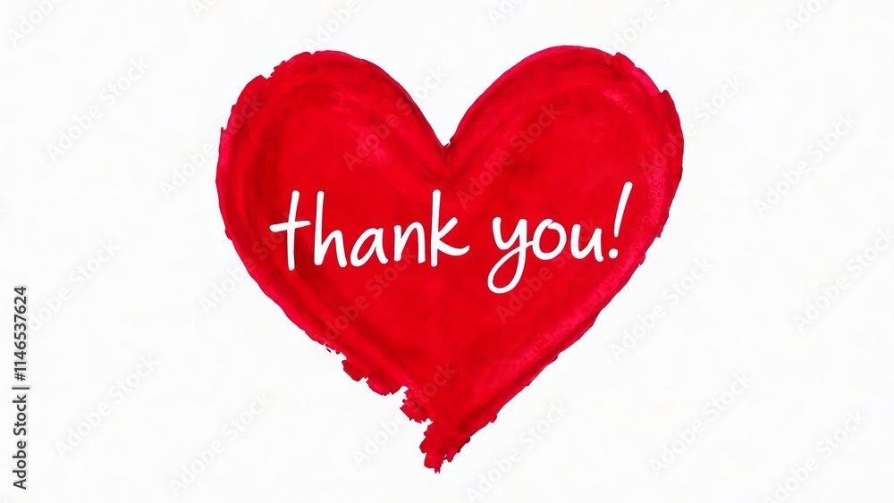 Red heart with thank you message on white background Red heart with thank you message on white background