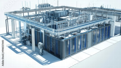 Fototapeta Naklejka Na Ścianę i Meble -  advanced industrial data center facility rendering