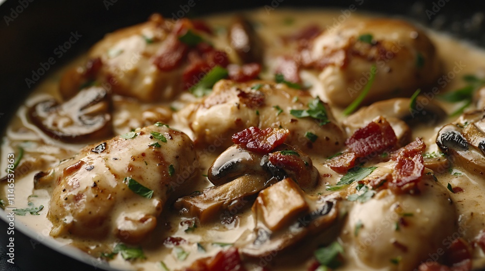 Creamy Chicken Mushroom and Bacon Dinner Creamy Chicken Mushroom and Bacon Dinner