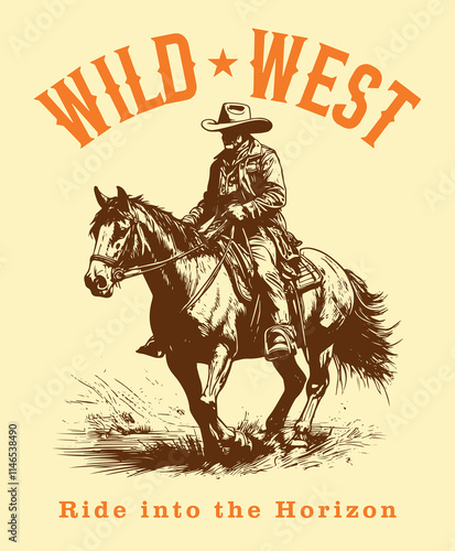 wild west cowboy vector tshirt design illustration