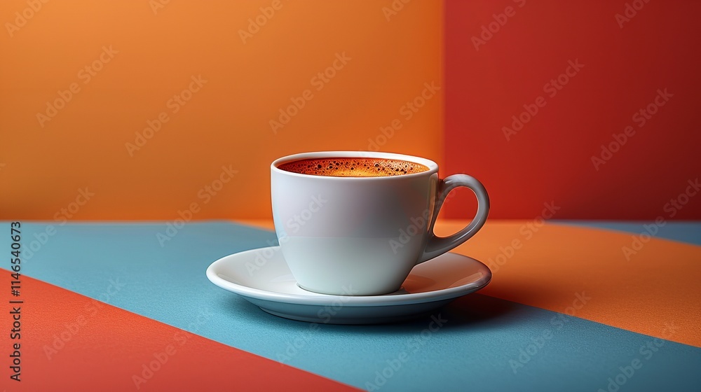 A minimalist espresso cup against a background of two tones, Generative Ai. A minimalist espresso cup against a background of two tones, Generative Ai.