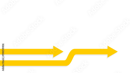 Two yellow arrows pointing to the right, one overtaking the other on a white background, representing competition and progress.