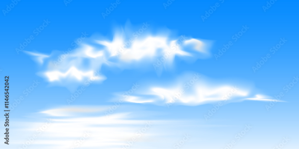 Obraz premium Simblue sky vector illustration with clouds. Sky and clouds vector background.