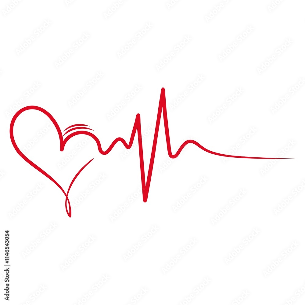 Calligraphy Red Heart With Two Swirls Ribbon Calligraphy Red Heart With Two Swirls Ribbon